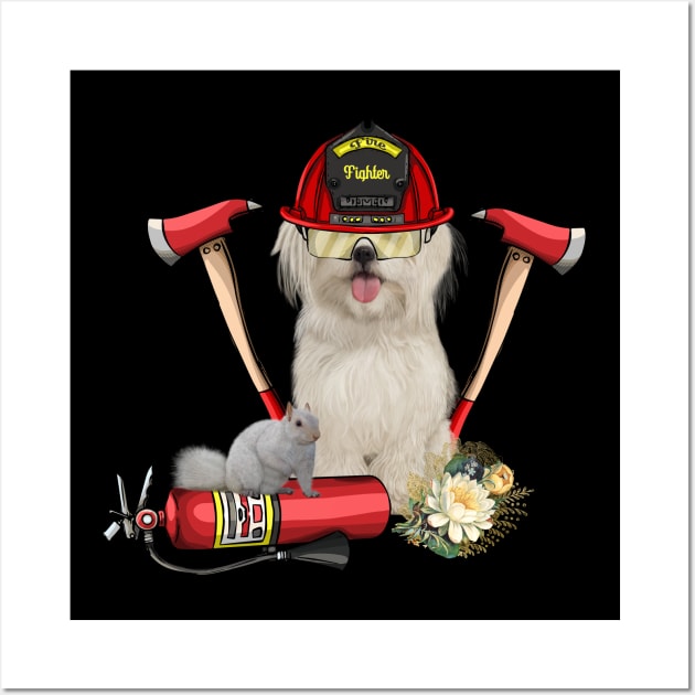 Funny cute firefighter dog Wall Art by Nicky2342